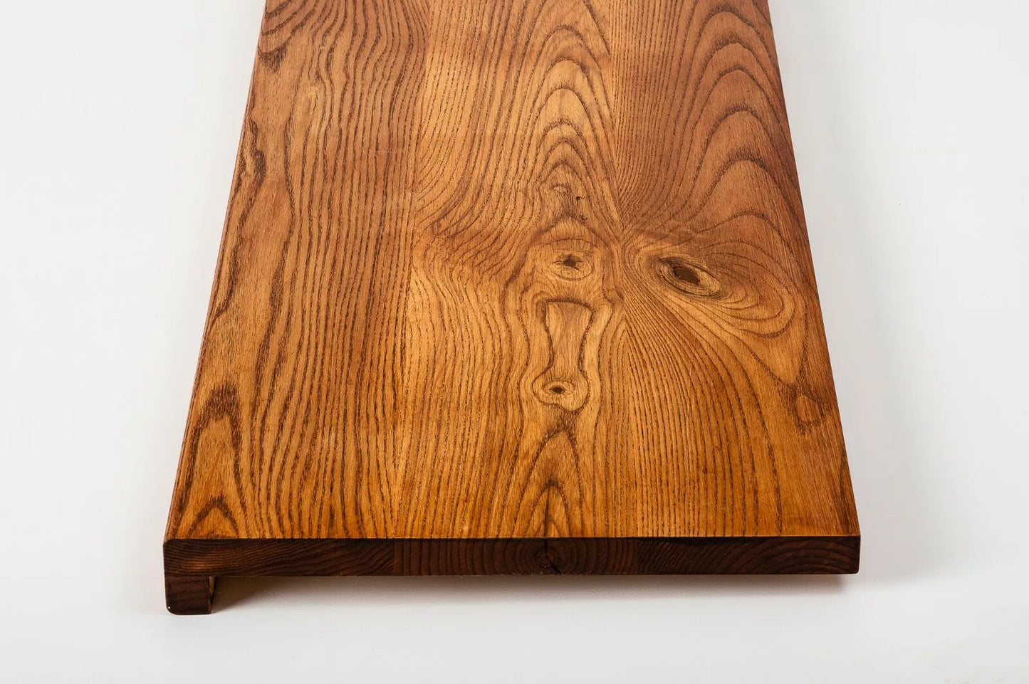 Stair tread Windowsill with overhang Ash Rustic, full stave lamellas, 20 mm, Cherry oil