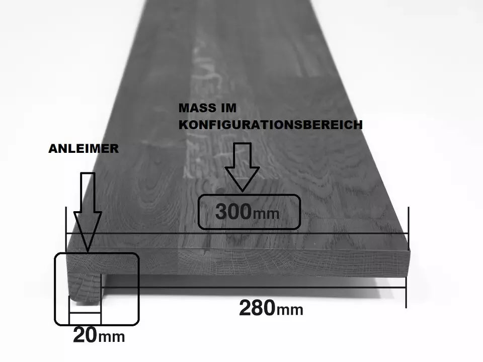 Stopień schodowy Parapet z nawisem Dąb A/B, lamele lite, 20 mm, Matowe lakierowanie