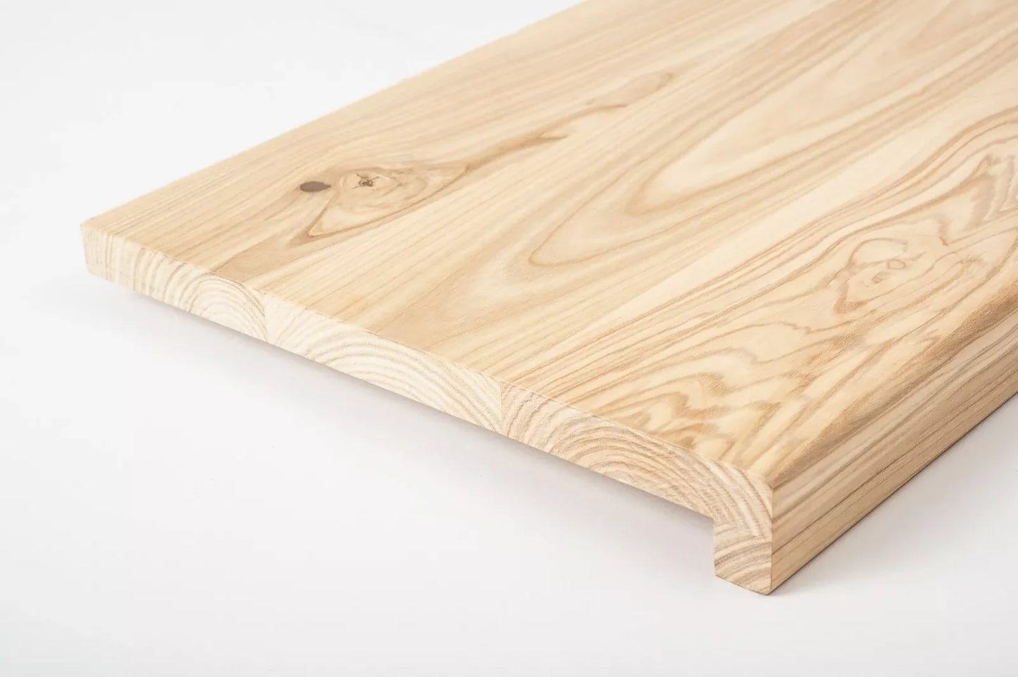 Stair tread Windowsill with overhang Ash Rustic, full stave lamellas, 20 mm, White oil