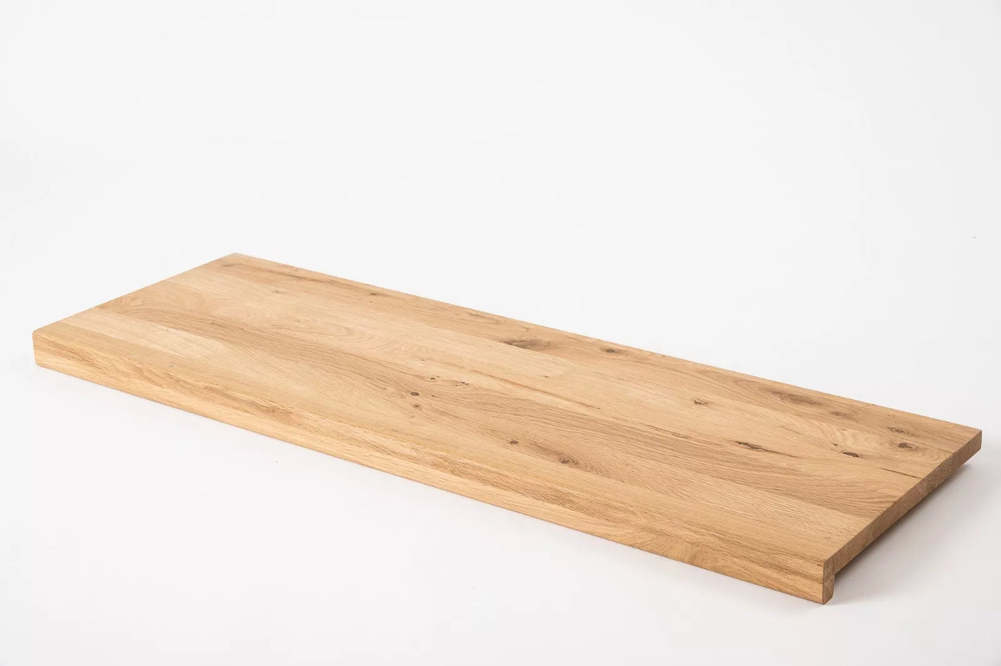 Schodový nášlap Parapet s přesahem Dub Rustic, lamely z plných lamel, 16 mm, tvrdý voskový olej přírodní bílá
