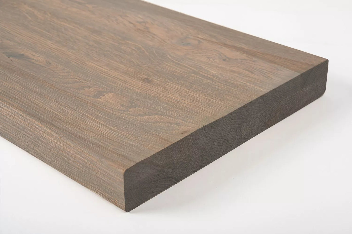 Shelf Stair tread Risers Windowsill Oak Rustic, full stave lamellas, 35 mm, 2-layer, Graphite oil