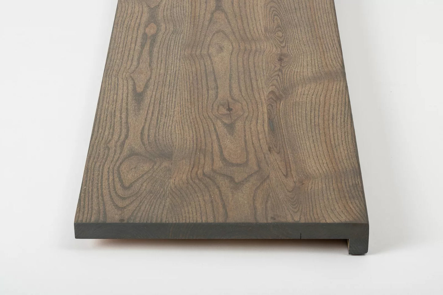 Stair tread Windowsill with overhang Ash Rustic, full stave lamellas, 20 mm, Graphite oil