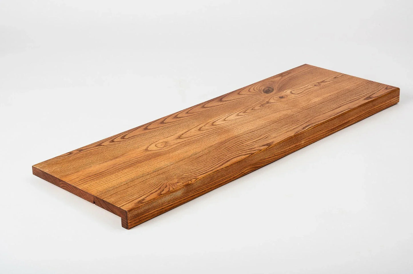 Stair tread Windowsill with overhang Ash Rustic, full stave lamellas, 20 mm, Cherry oil
