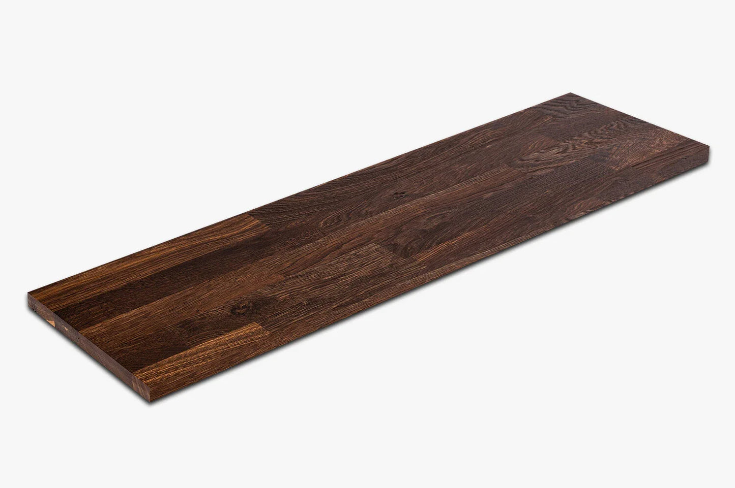 Stair tread Windowsill with overhang Smoked Oak Rustic, finger jointed lamellas, 20 mm, Matte lacquered