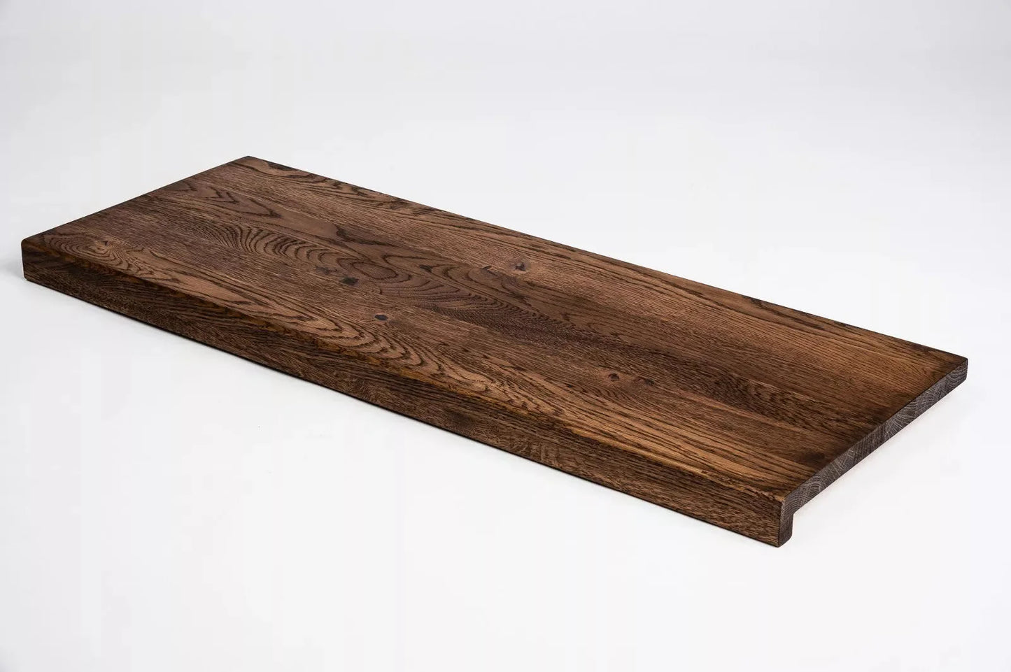 Schodový nášlap Parapet s přesahem Dub Rustic, lamely z plných prken, 16 mm, ořechový olej