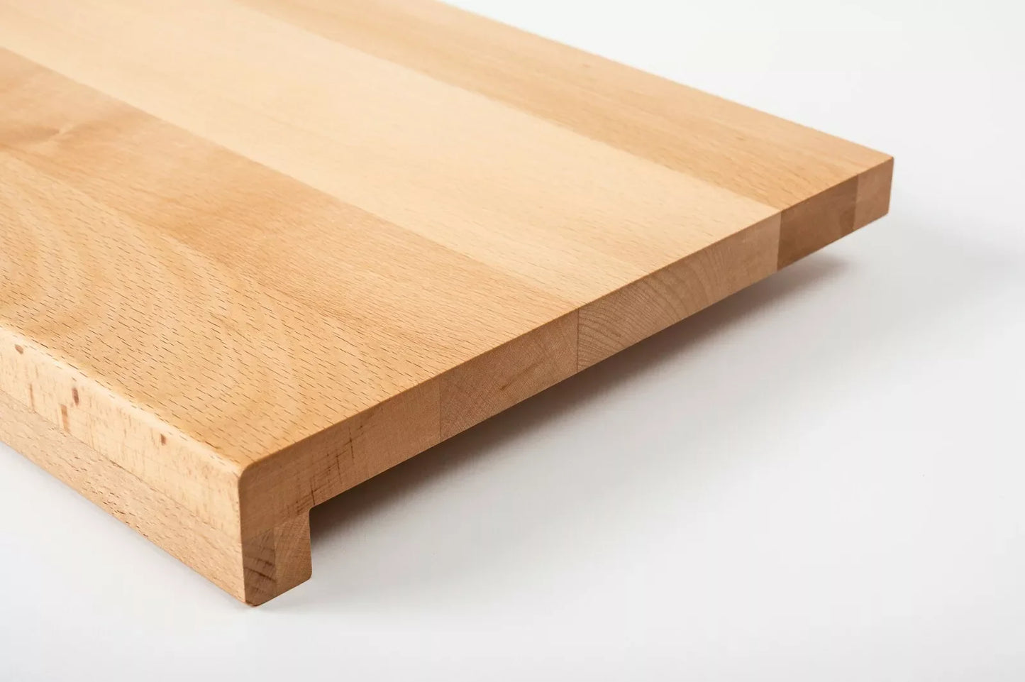Stair tread Windowsill with overhang Steamed Beech A/B, full stave lamellas, 26 mm, Hard wax oil Natural (colourless)
