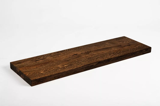 Shelf Stair tread Risers Windowsill Oak Rustic, full stave lamellas, 35 mm, 2-layer, Smoked oil