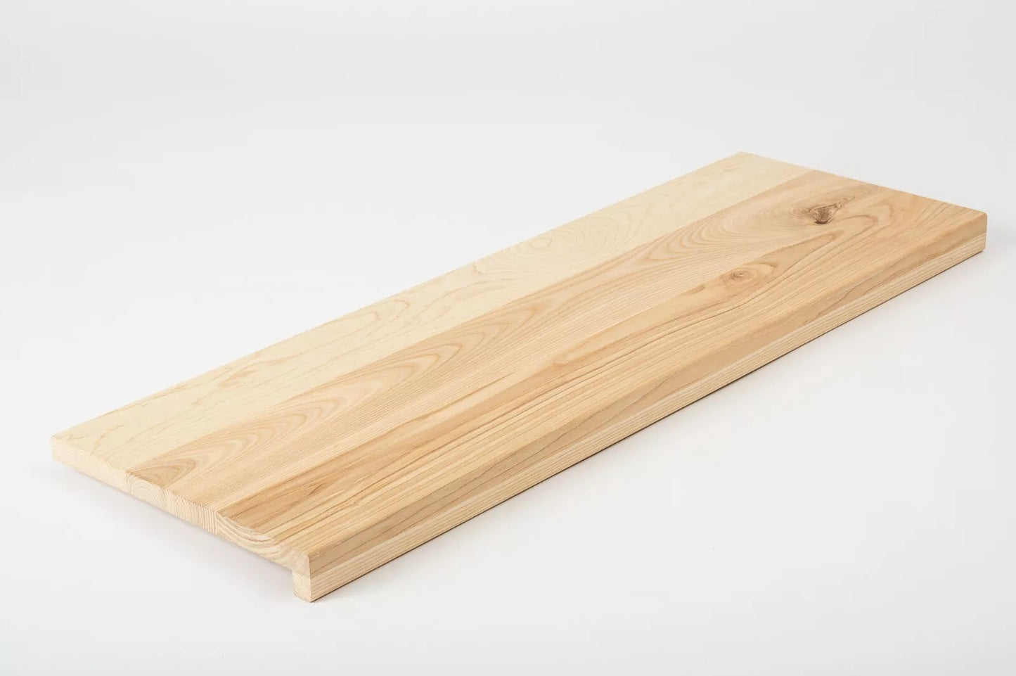 Stair tread Windowsill with overhang Ash Rustic, full stave lamellas, 20 mm, Hard wax oil nature white