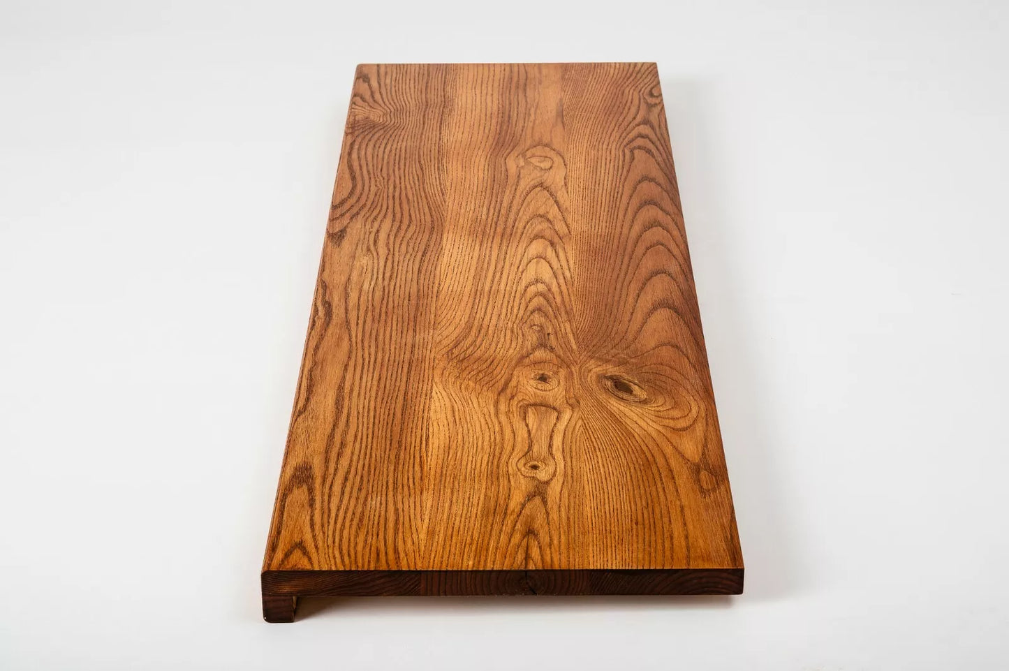 Stair tread Windowsill with overhang Ash Rustic, full stave lamellas, 20 mm, Cherry oil