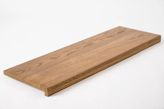 Stopień schodowy Parapet z nawisem Dąb A/B, lamele lite, 20 mm, Olej brązowy