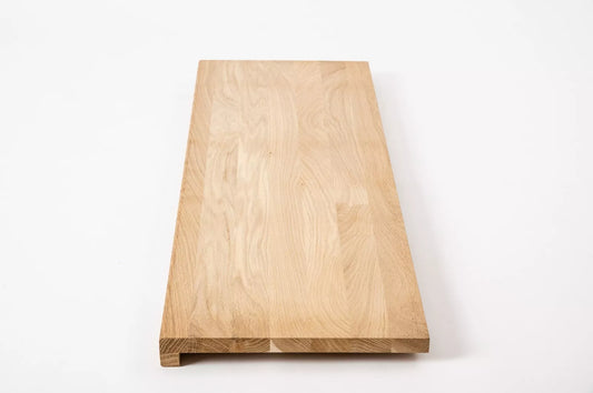 Stair tread Windowsill with overhang Oak A/B, full stave lamellas, 20 mm, Unfinished