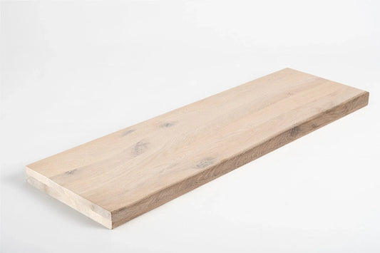 Półka Stopień schodowy Podstopnica Parapet Dąb Rustykalny, lamele lite, 40 mm, 2-warstwowa, Biały olej kredowany