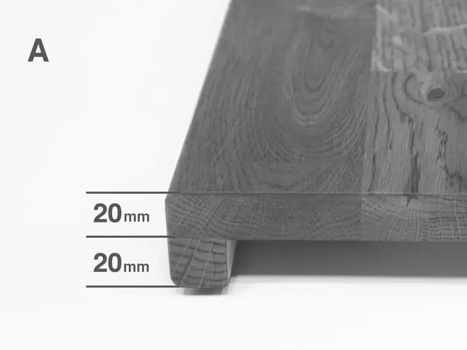 Stopień schodowy Parapet z nawisem Dąb A/B, lamele lite, 20 mm, Olej Wędzony
