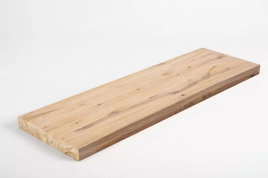 Półka Stopień schodowy Podstopnica Parapet Dąb Rustykalny, lamele lite, 40 mm, 2-warstwowa, Biały olej