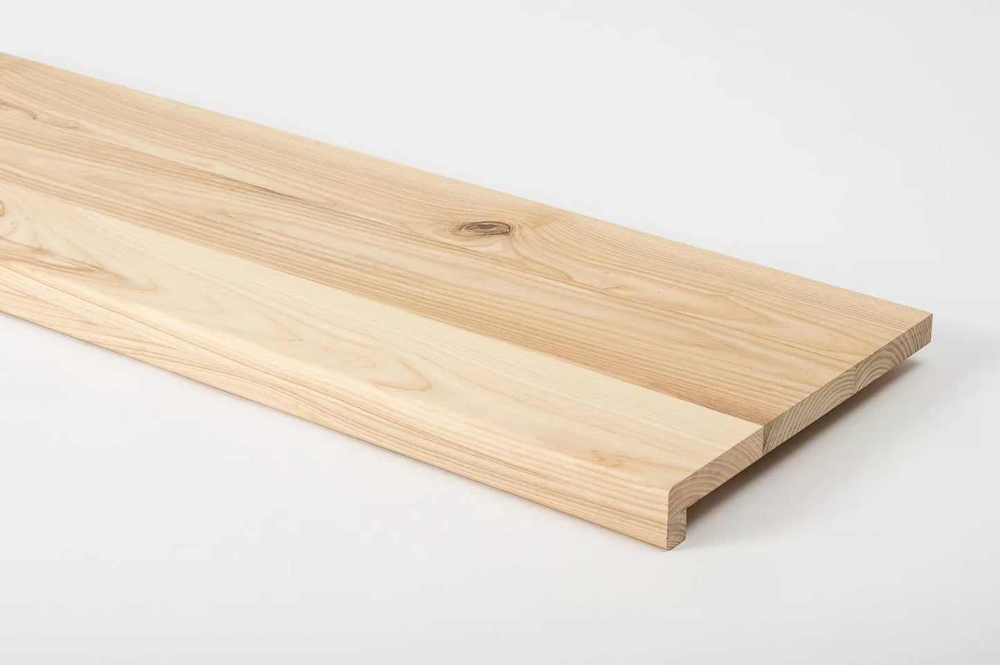 Stair tread Windowsill with overhang Ash Rustic, full stave lamellas, 20 mm, White oil