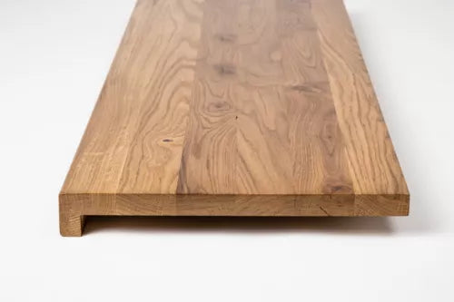 Schodový nášlap Okenní parapet s přesahem Dub Rustic, lamely z plných lamel, 20 mm, bronzový olej