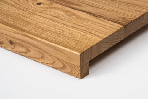 Schodový nášlap Okenní parapet s přesahem Dub Rustic, lamely z plných lamel, 20 mm, bronzový olej