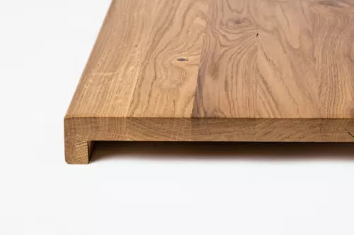 Schodový nášlap Okenní parapet s přesahem Dub Rustic, lamely z plných lamel, 20 mm, bronzový olej
