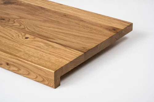 Schodový nášlap Okenní parapet s přesahem Dub Rustic, lamely z plných lamel, 16 mm, bronzový olej