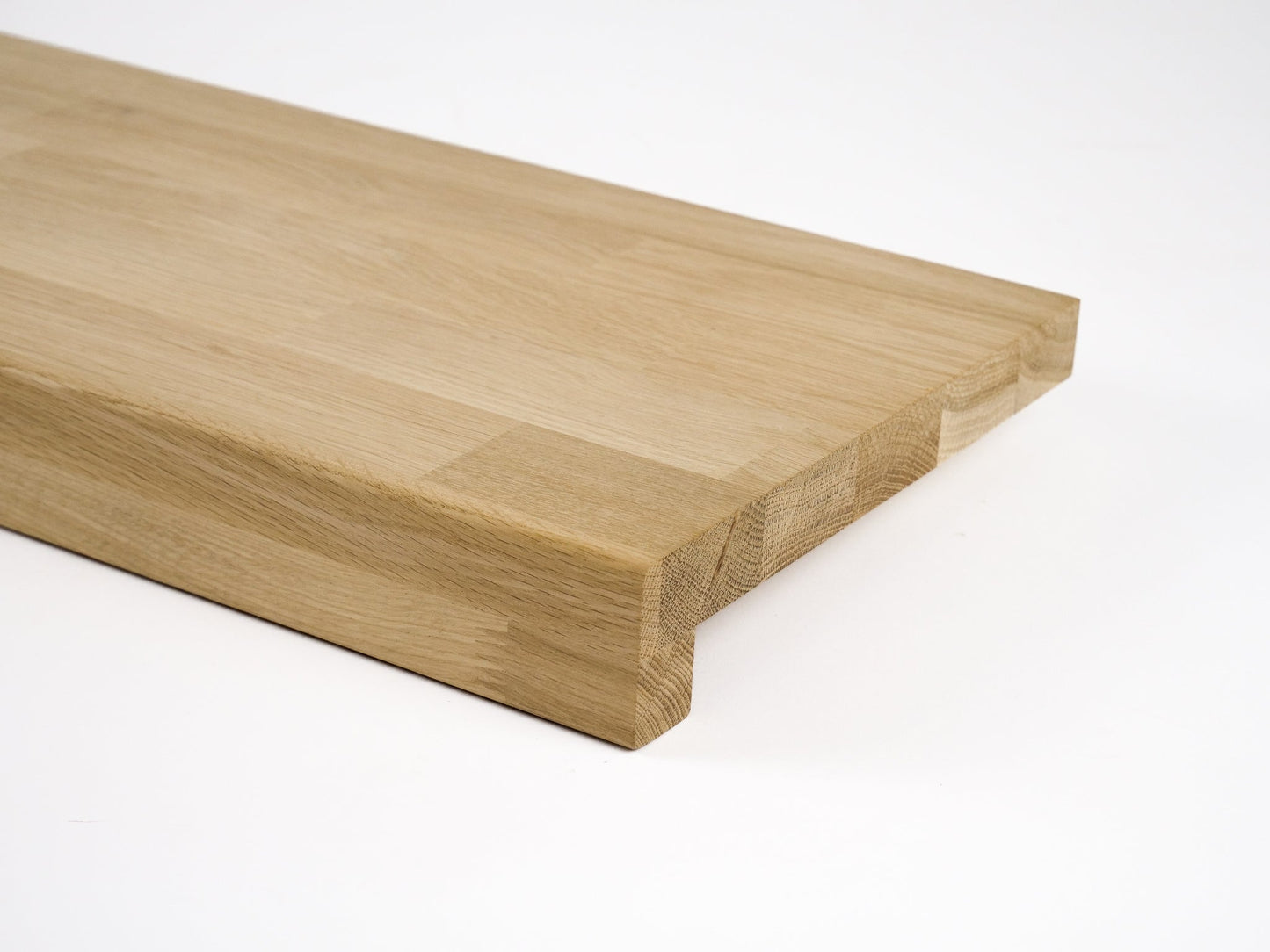 Stair tread Windowsill with overhang Oak A/B, finger jointed lamellas, 20 mm, niewykończony