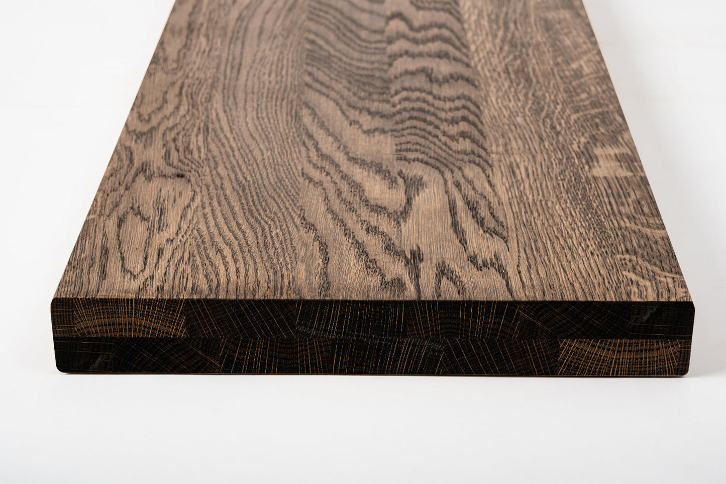 Shelf Stair tread Riser Windowsill Oak A/B, full stave lamellas,  40 mm, 2-layer, Smoked oil