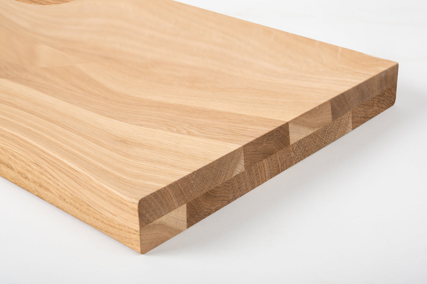 Shelf Stair tread Riser Windowsill Oak A/B, full stave lamellas,  40 mm, 2-layer, Hard wax oil Natural white