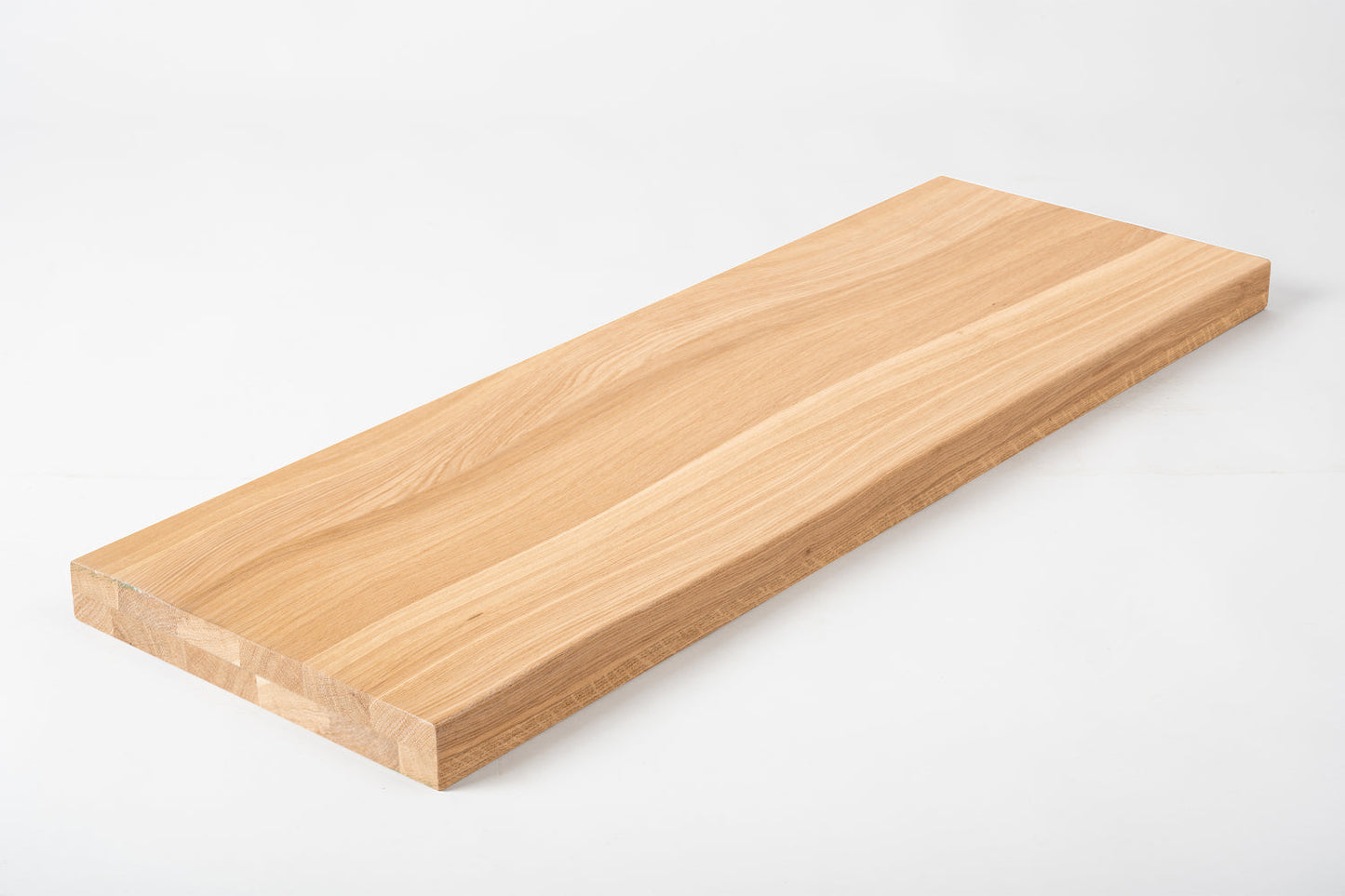 Shelf Stair tread Riser Windowsill Oak A/B, full stave lamellas,  40 mm, 2-layer, Hard wax oil Natural white