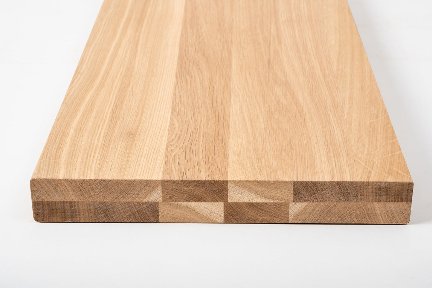 Shelf Stair tread Riser Windowsill Oak A/B, full stave lamellas,  40 mm, 2-layer, Hard wax oil Natural white
