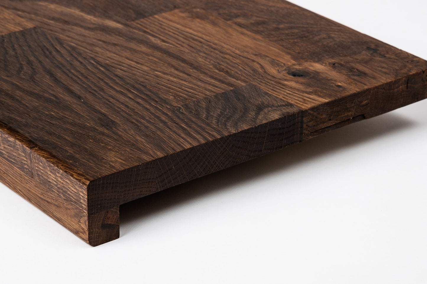 Stair tread Windowsill with overhang Smoked Oak Rustic, finger jointed lamellas, 20 mm, Natural oil