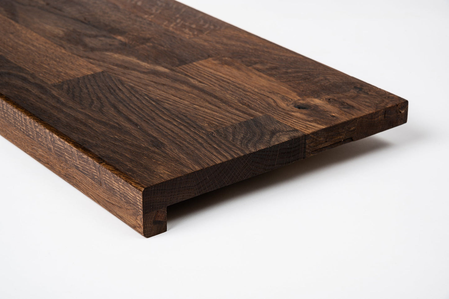 Stair tread Windowsill with overhang Smoked Oak Rustic, finger jointed lamellas, 20 mm, Hard wax oil Natural (colourless)