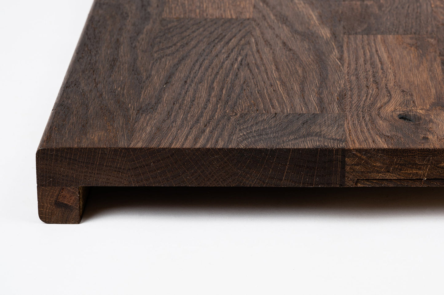 Stair tread Windowsill with overhang Smoked Oak Rustic, finger jointed lamellas, 20 mm, Hard wax oil Natural (colourless)
