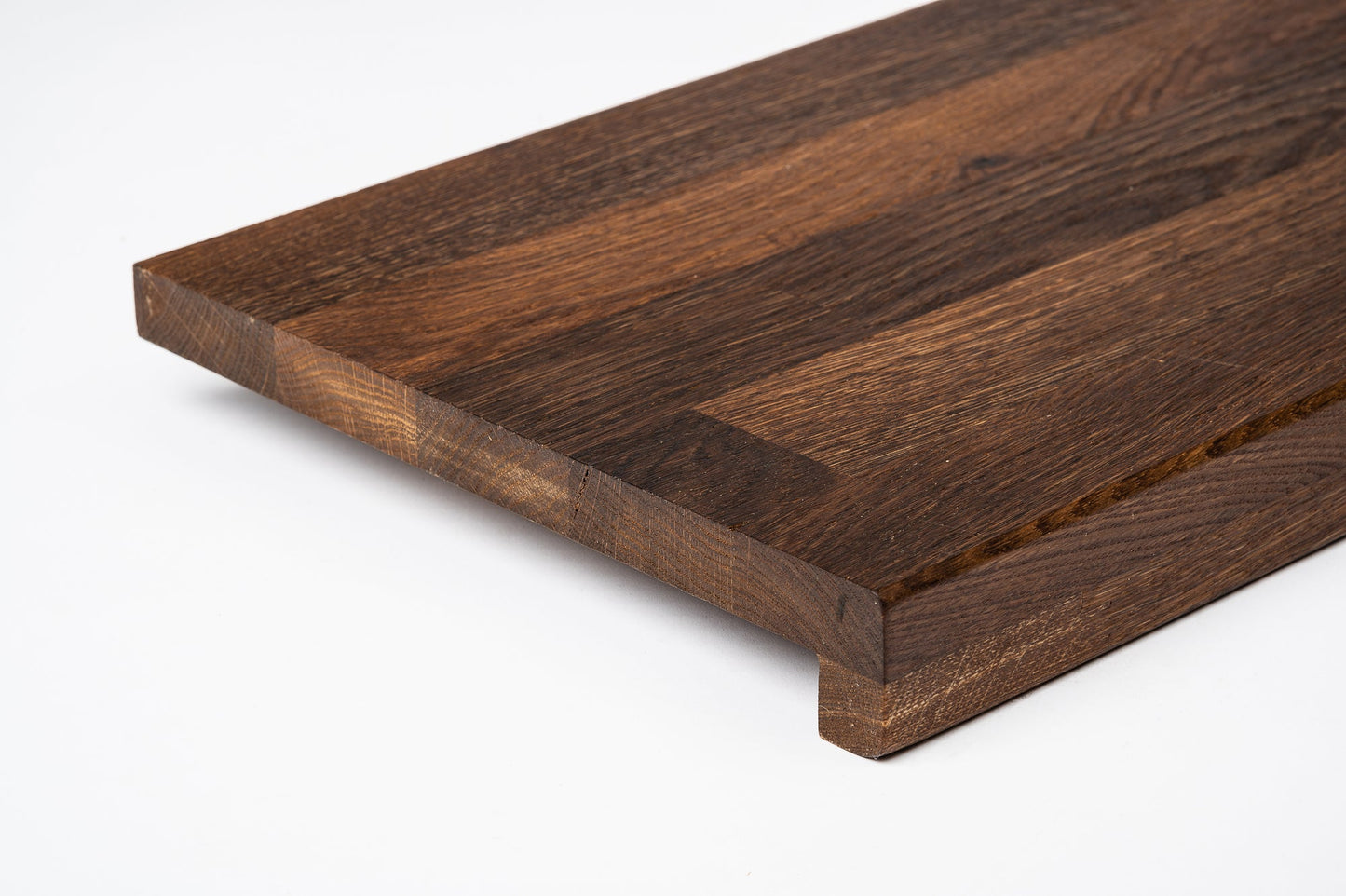 Stair tread Windowsill with overhang Smoked Oak Rustic, finger jointed lamellas, 20 mm, Natural oil