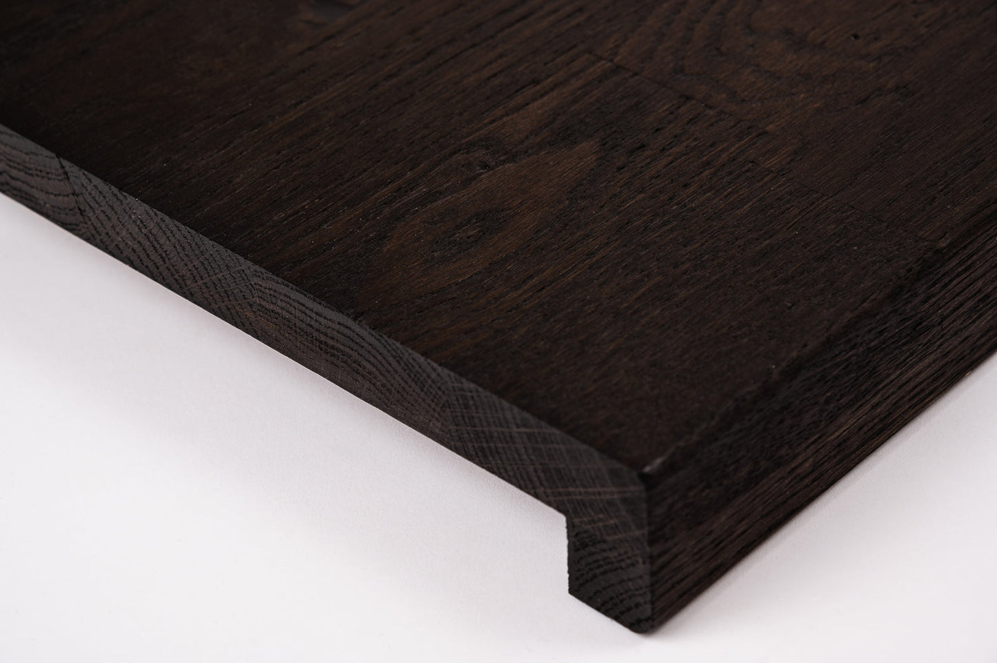 Stair tread Windowsill with overhang Smoked Oak Rustic, finger jointed lamellas, 20 mm, Black oil