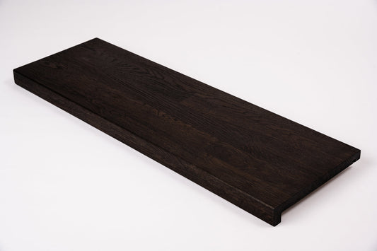 Stair tread Windowsill with overhang Smoked Oak Rustic, finger jointed lamellas, 20 mm, Black oil