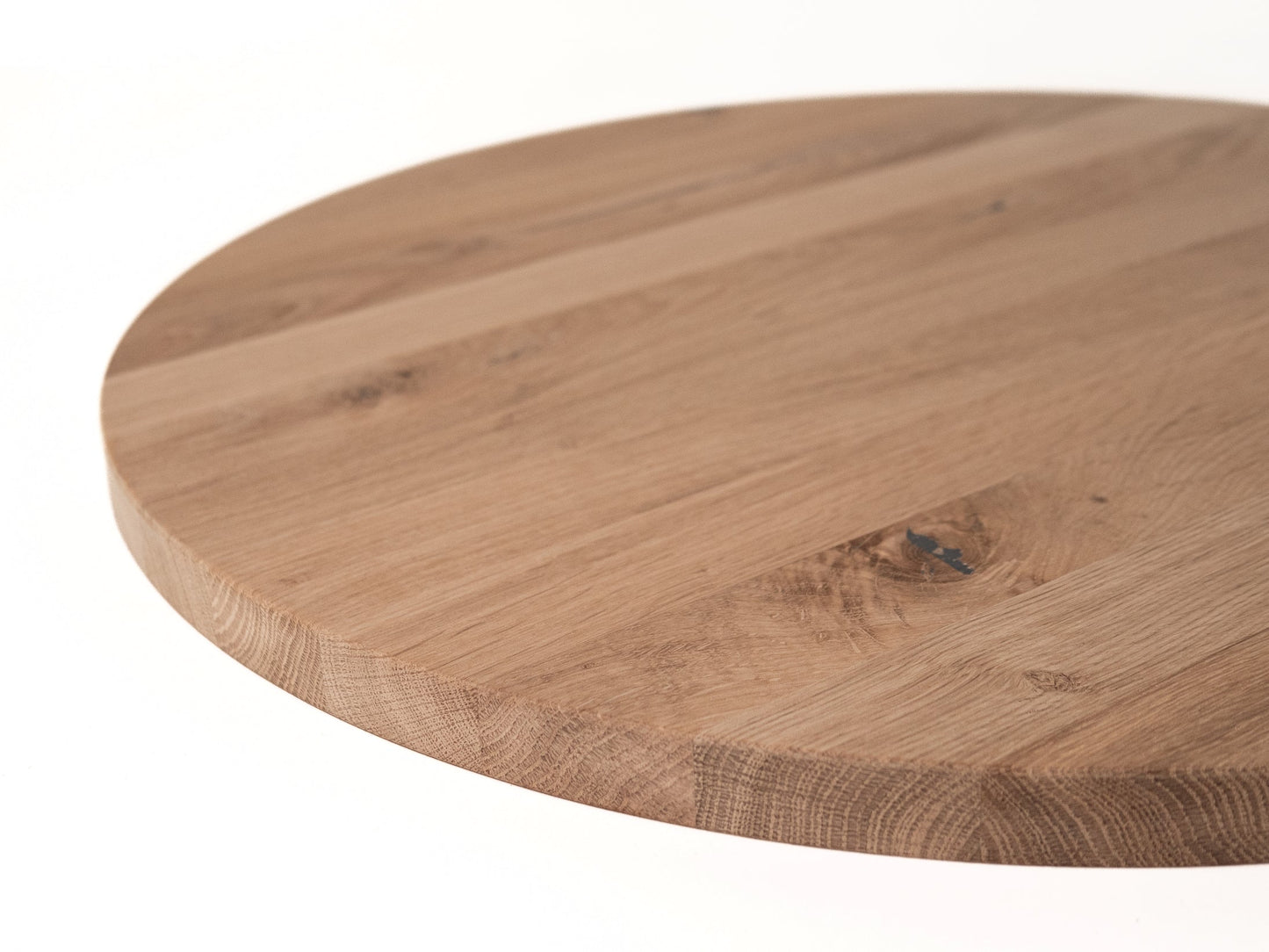 Okrągły blat roboczy z drewna dębowego w stylu rustykalnym,lamele lite, 40  mm, bez wykończenia