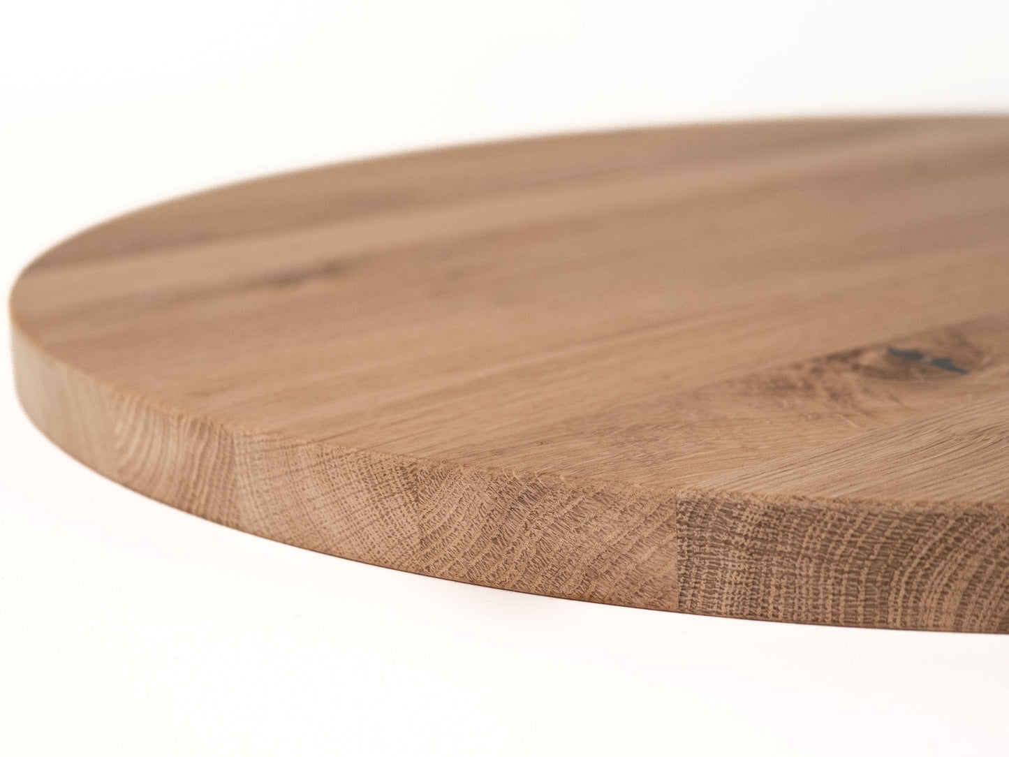 Okrągły blat roboczy z drewna dębowego w stylu rustykalnym,lamele lite, 40  mm, bez wykończenia