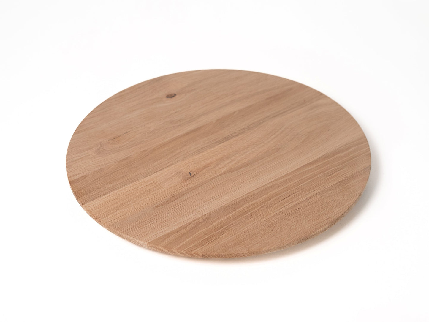 Okrągły blat roboczy z drewna dębowego w stylu rustykalnym,lamele lite, 26  mm, bez wykończenia, krawędź szwajcarska