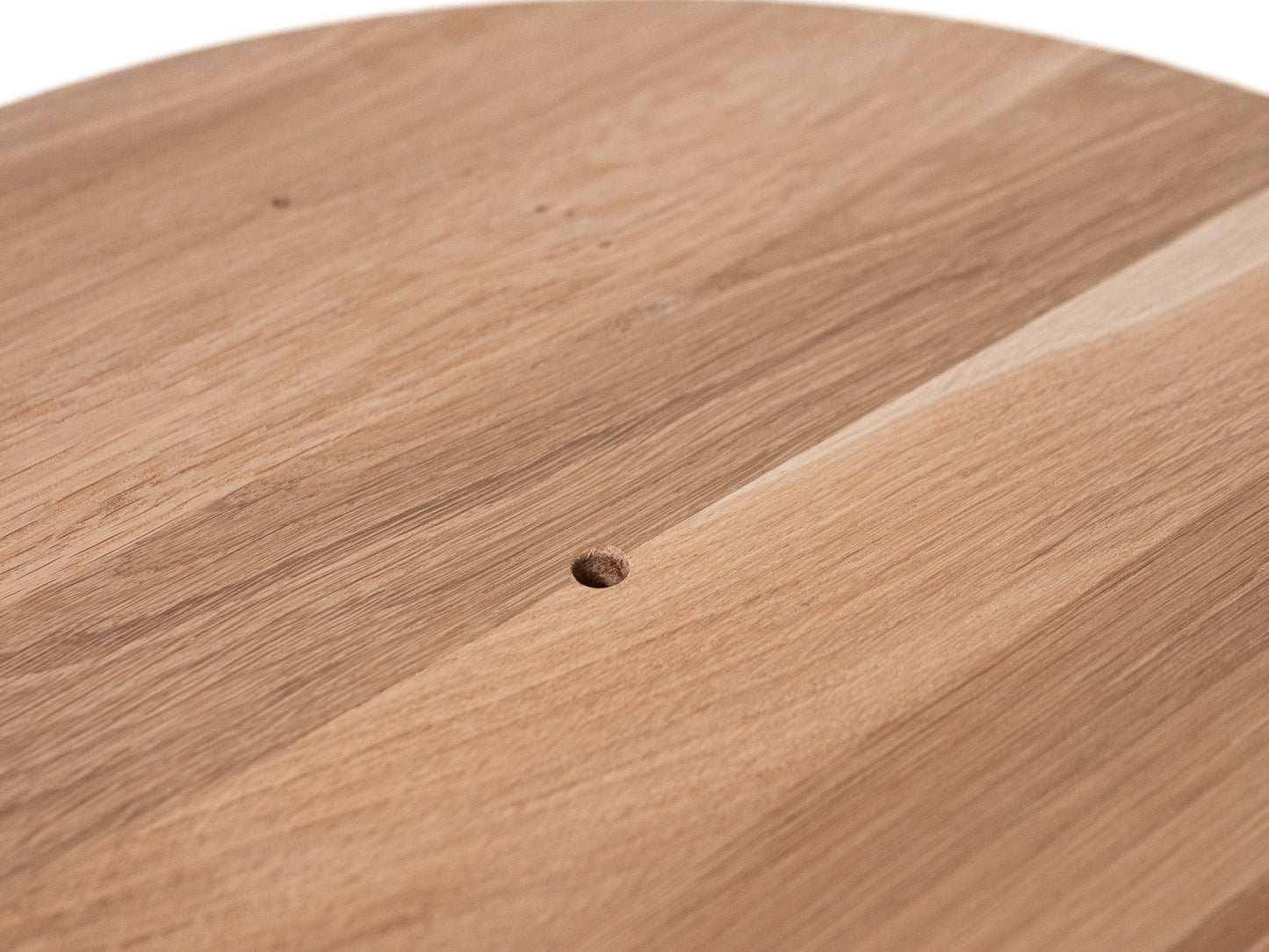 Okrągły blat roboczy z drewna dębowego w stylu rustykalnym,lamele lite, 26  mm, bez wykończenia, krawędź szwajcarska