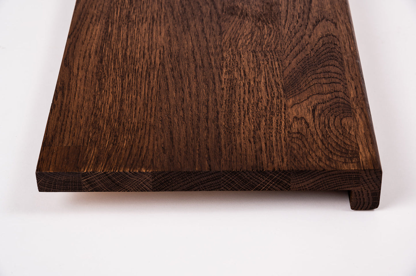 Stair tread Windowsill with overhang Oak Rustic, finger jointed lamellas, 26 mm, Walnut oil