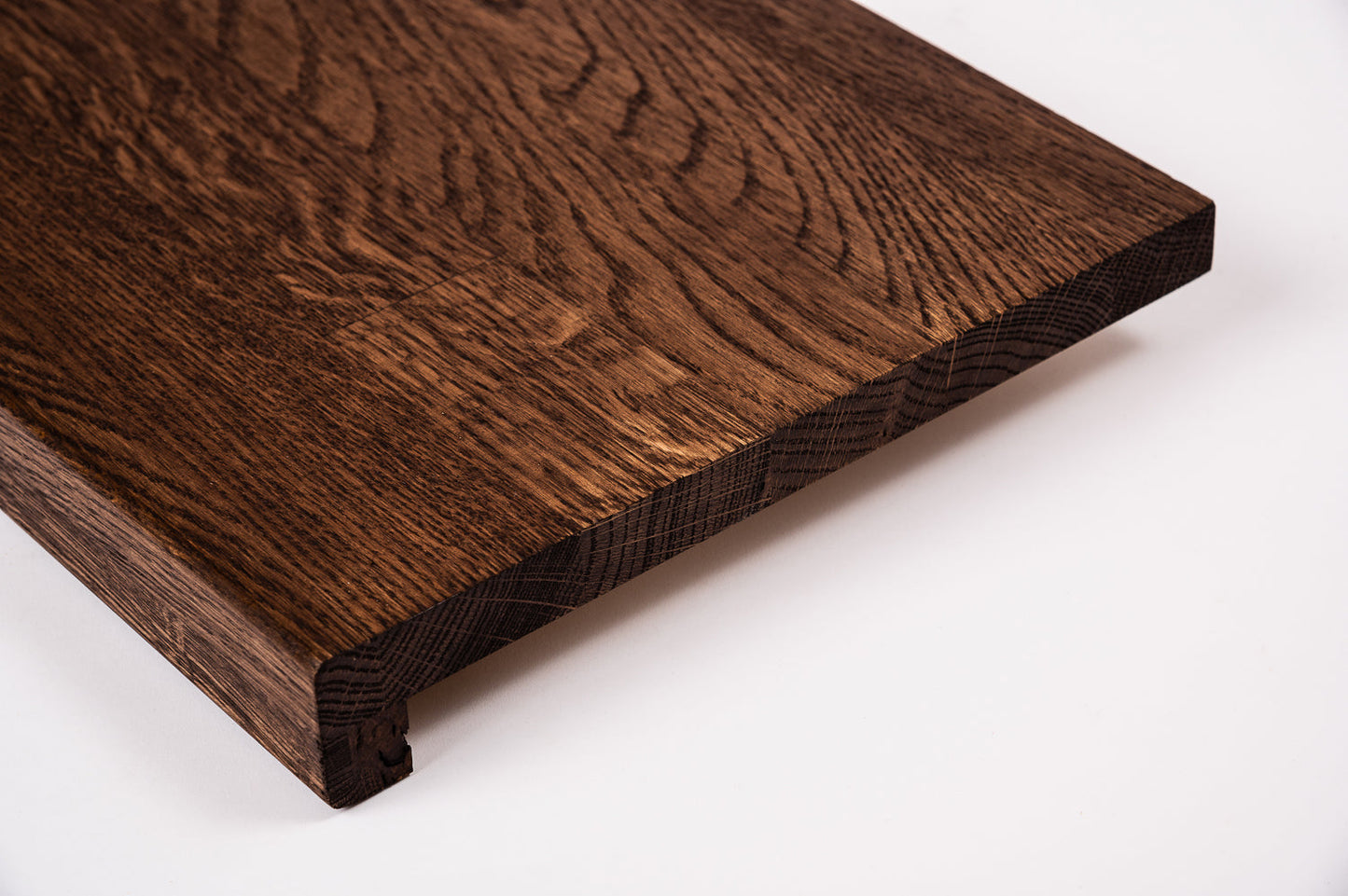 Stair tread Windowsill with overhang Oak Rustic, finger jointed lamellas, 26 mm, Walnut oil