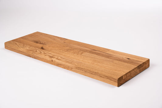 Shelf Stair tread Riser Windowsill Oak Rustic, finger jointed lamellas, 40 mm, 2-layer, Hard wax oil Natural (colourless)