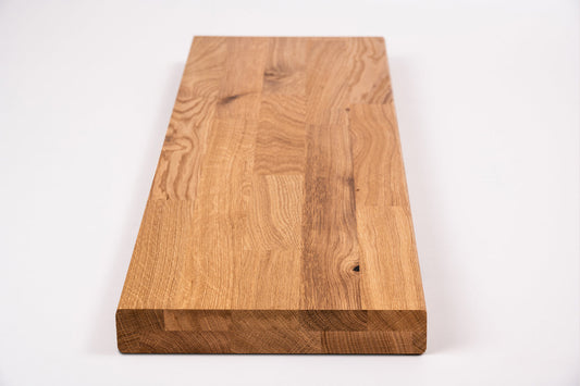 Shelf Stair tread Riser Windowsill Oak Rustic, finger jointed lamellas, 40 mm, 2-layer, Hard wax oil Natural (colourless)