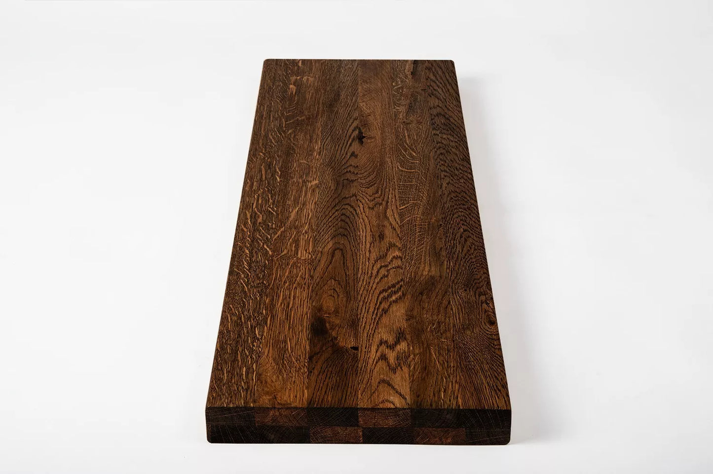 Shelf Stair tread Risers Windowsill Oak Rustic, full stave lamellas, 35 mm, 2-layer, Smoked oil