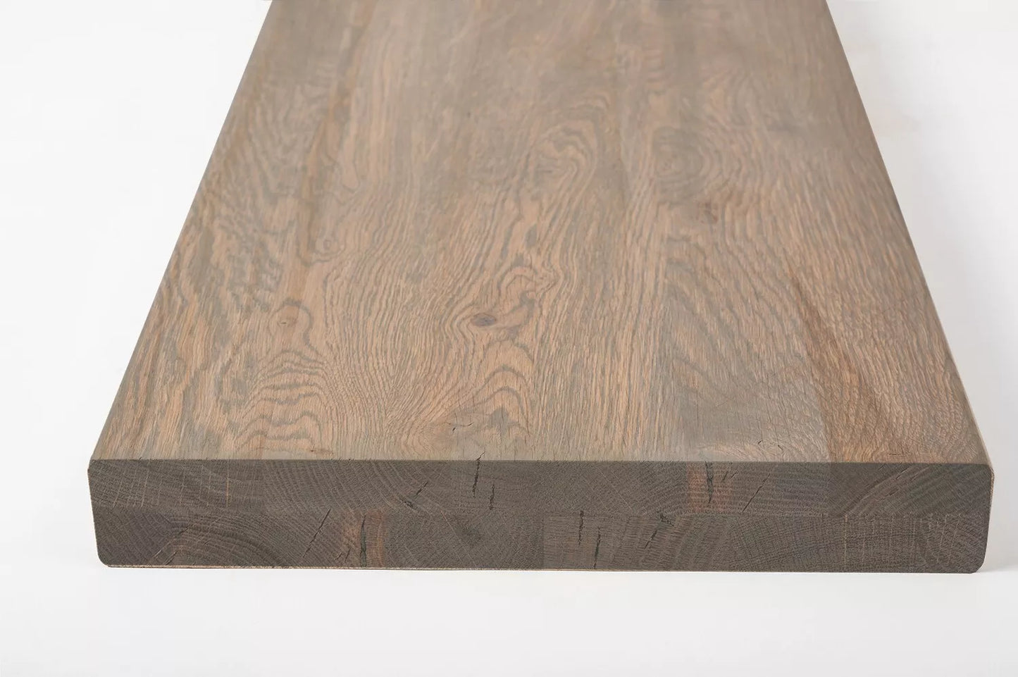 Shelf Stair tread Risers Windowsill Oak Rustic, full stave lamellas, 35 mm, 2-layer, Graphite oil