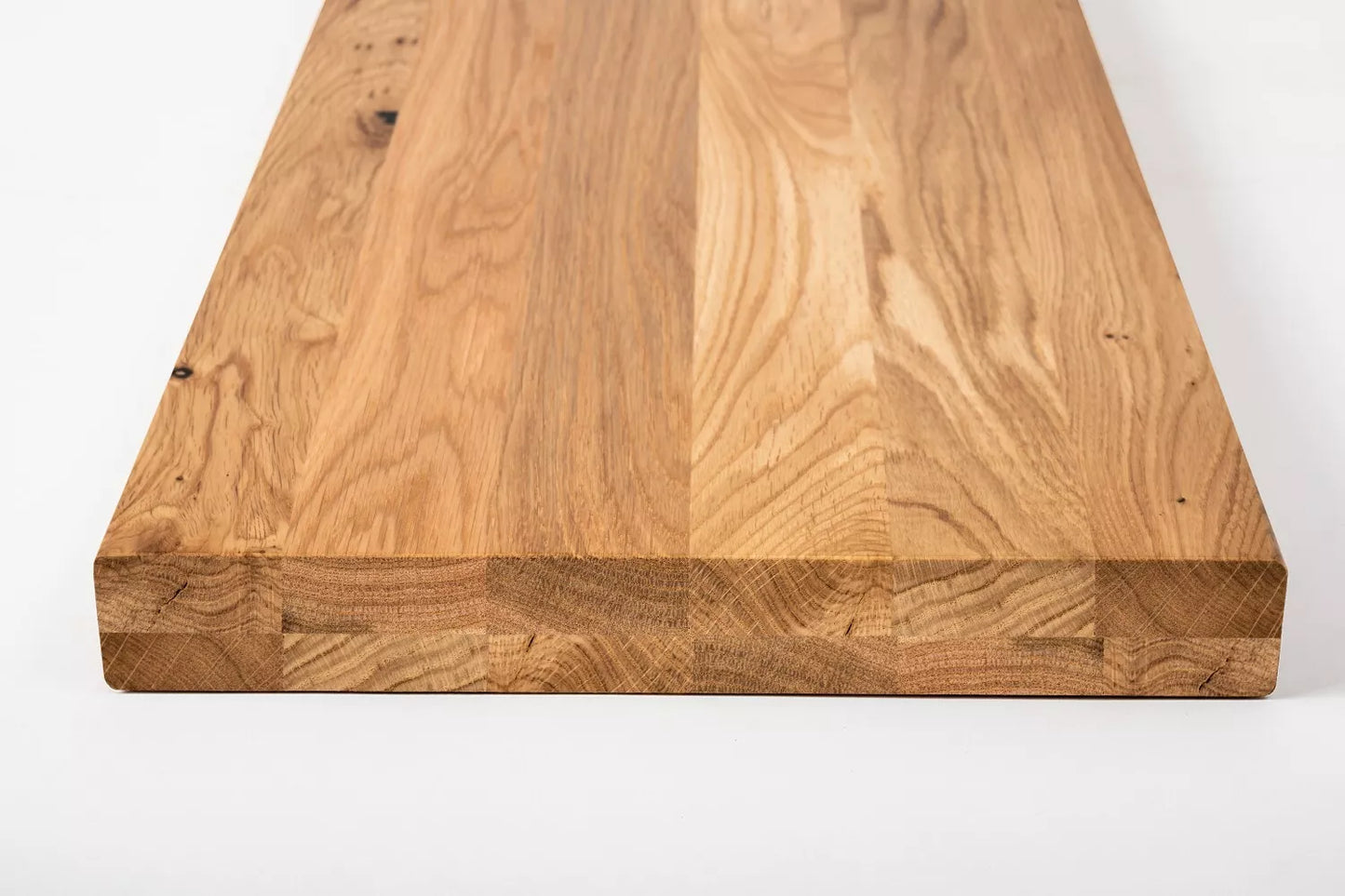 Shelf Stair tread Risers Windowsill Oak Rustic, full stave lamellas, 40 mm, 2-layer, Matte lacquered