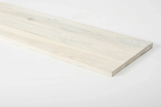 Shelf Stair tread Risers Windowsill Ash Rustic, full stave lamellas, 20 mm, Chalked white oil