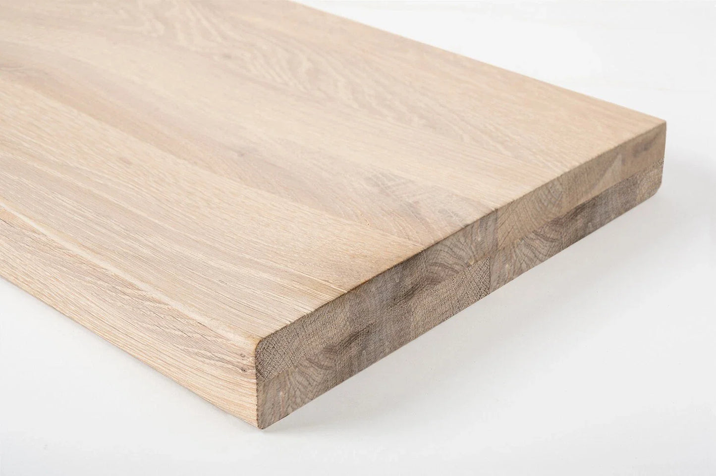 Shelf Stair tread Risers Windowsill Oak Rustic, full stave lamellas, 40 mm, 2-layer, Chalked white oil