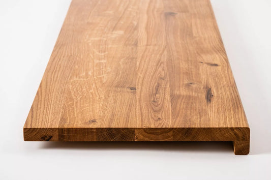 Stair tread Windowsill with overhang Oak Rustic, full stave lamellas, 26 mm, Naturally oiled