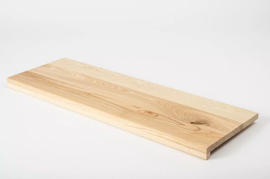 Stair tread Windowsill with overhang  Ash Rustic, full stave lamellas, 20 mm, Hard wax oil nature white