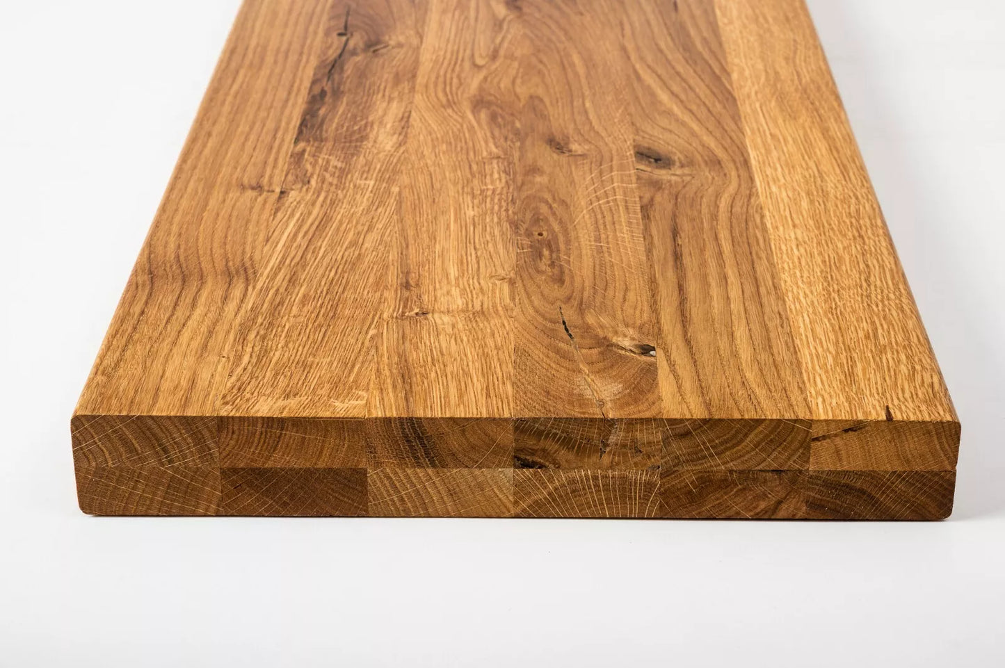 Shelf Stair tread Risers Windowsill Oak Rustic, full stave lamellas, 40 mm, 2-layer, Natural oil